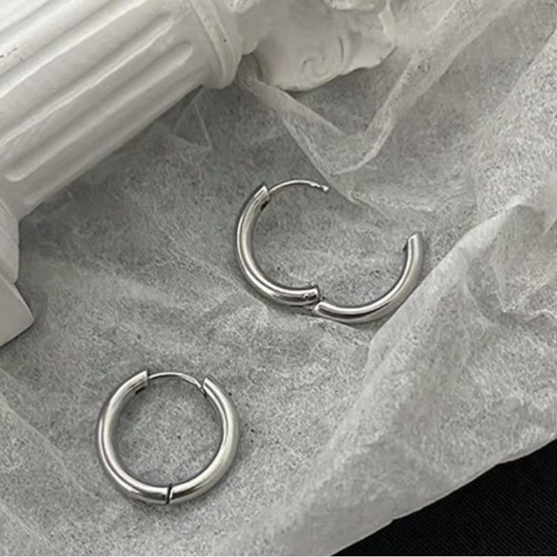 Khuyên tai tròn thiết kế đơn giản phụ kiện unisex phong cách Bangtans Boy BTS Hàn Quốc thép titan không gỉ