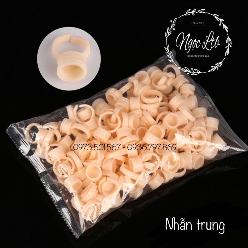 Nhẫn silicon đựng mực phun xăm, keo nối mi