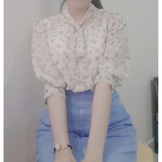 Áo voan nơ cổ