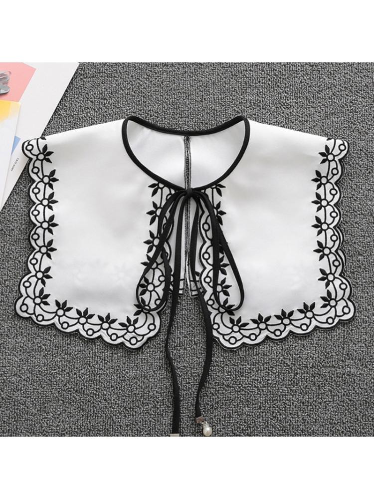 Cổ áo giả phối ren nơ hoa thời trang cao cấp độc đáo