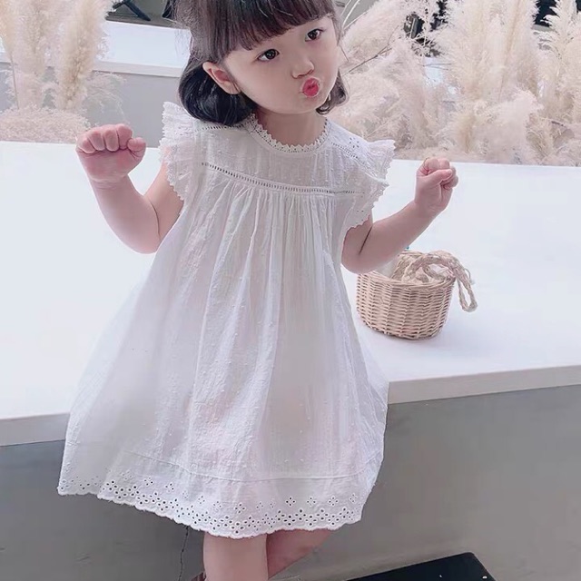 Váy thô boil trắng cho bé gái