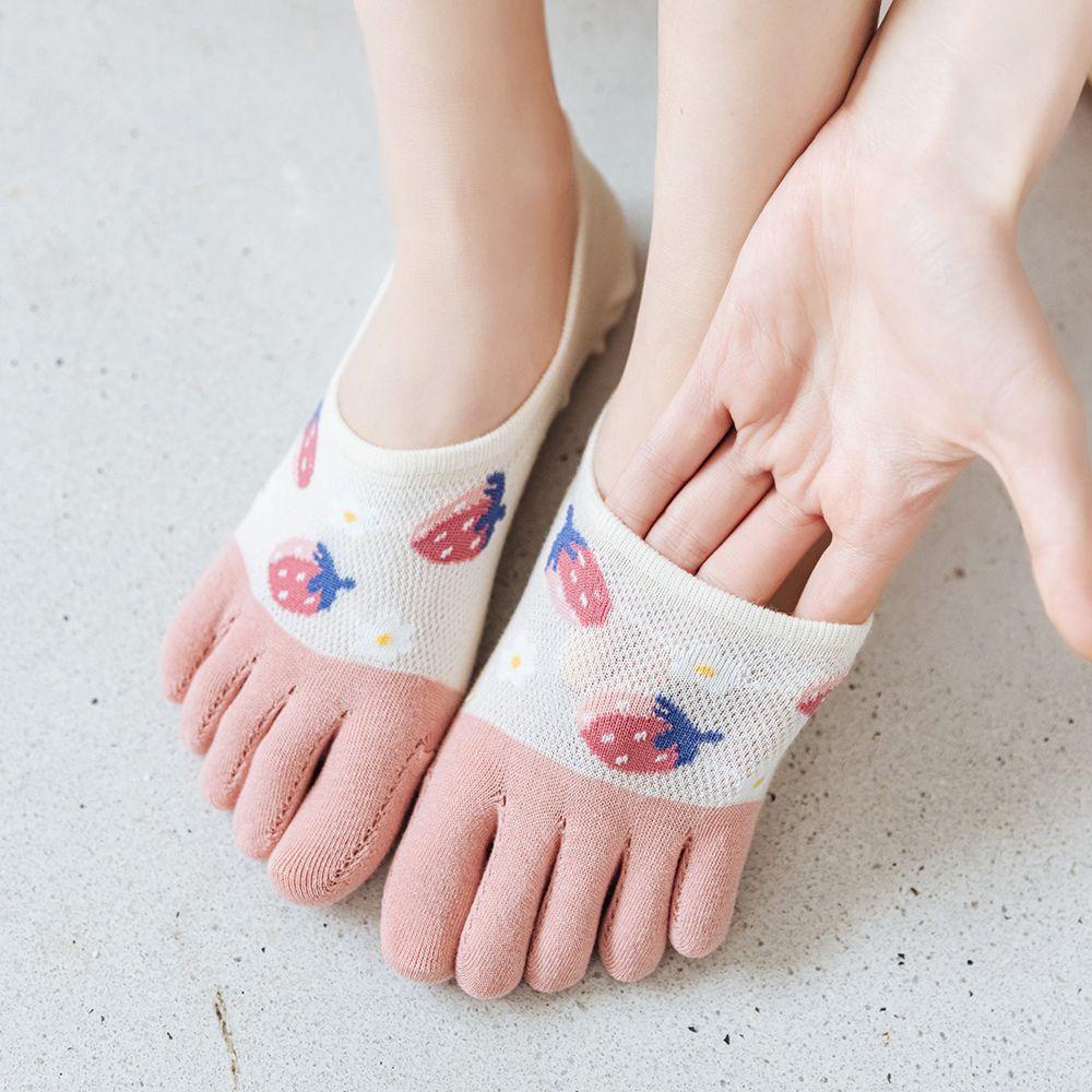 Tất Cotton Xỏ Năm Ngón Họa Tiết Hoa Dễ Thương
