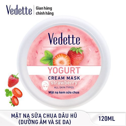 Bộ Sưu Tập Mặt Nạ Kem Sữa Chua Vedette Clay Mask Cho Da Khô - MNSC Dâu 120ml x1, MNSC Dâu 10ml x100