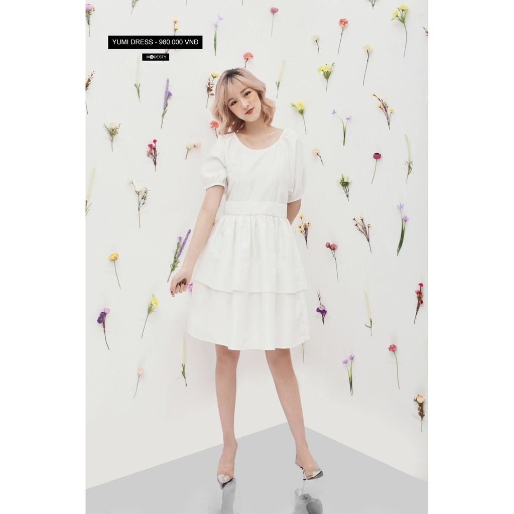 Modesty - Váy nơ lưng trắng Yumi Dress