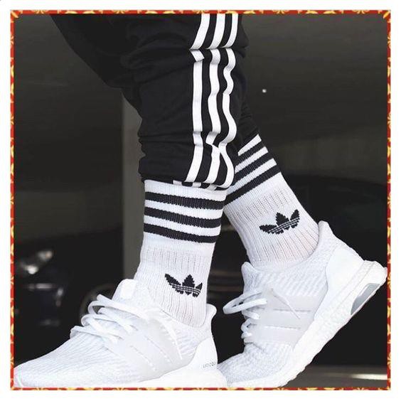 Tất Adidas 3 sọc cổ 19cm 💥RẺ VÔ ĐỊCH💥Tất Dệt Kim Cao Cấp, Hàng Unisex, phong cách thể thao 2 màu Trắng Đen