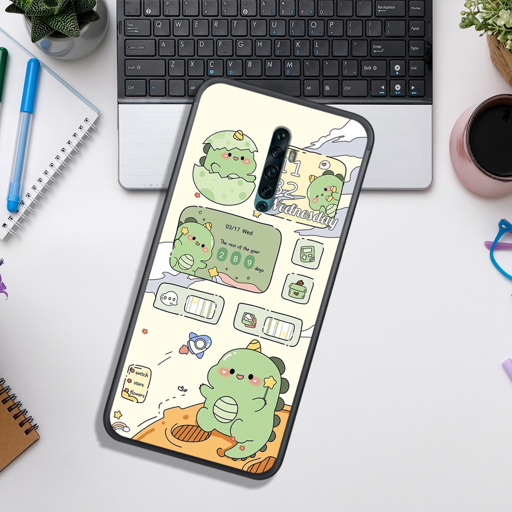 Ốp Lưng OPPO K3 - REALME X - RENO - RENO 2 - RENO 2F  , In Hình Khủng Long Đáng Yêu.