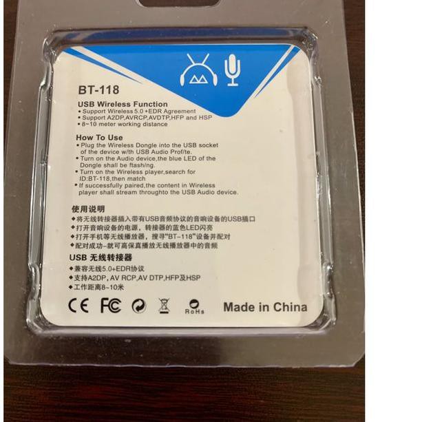 Usb Nhận Tín Hiệu Bluetooth V5.0 Bt-118 Kèm Phụ Kiện