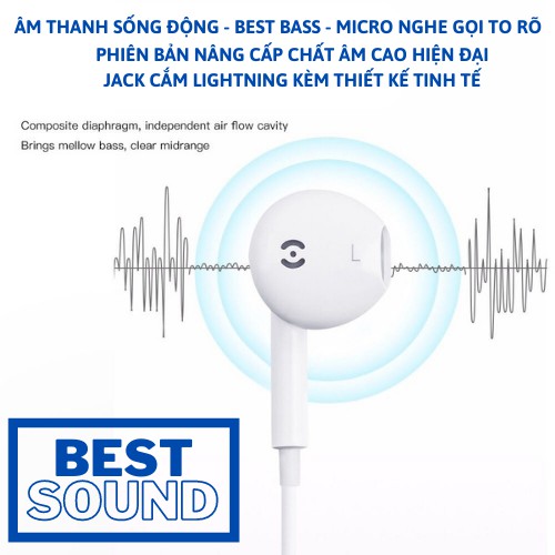 Tai nghe nhét tai có dây phiên bản R2A lPhone Lightning connect Bluetooth sử dụng cho IP7 đến 12 P R O M A X