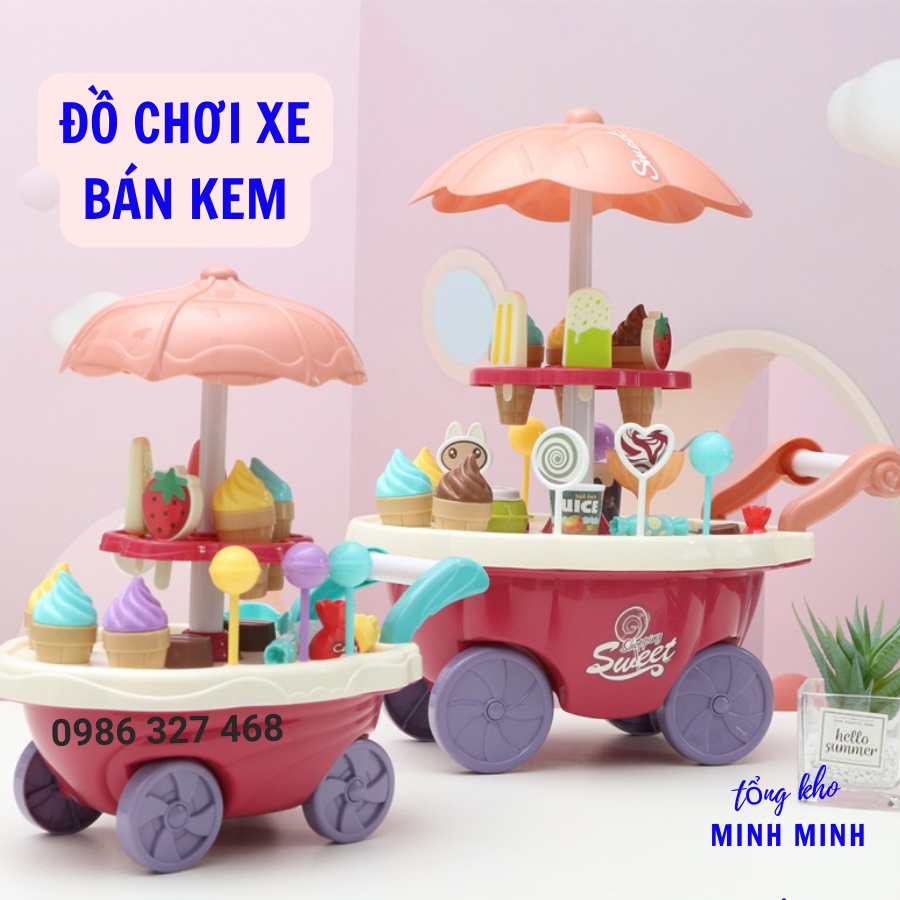 Đồ Chơi Xe Đẩy Bán Kem 2 Tầng Loại To Có Đèn, Có Nhạc Cho Bé Vui Chơi Và Khám Phá