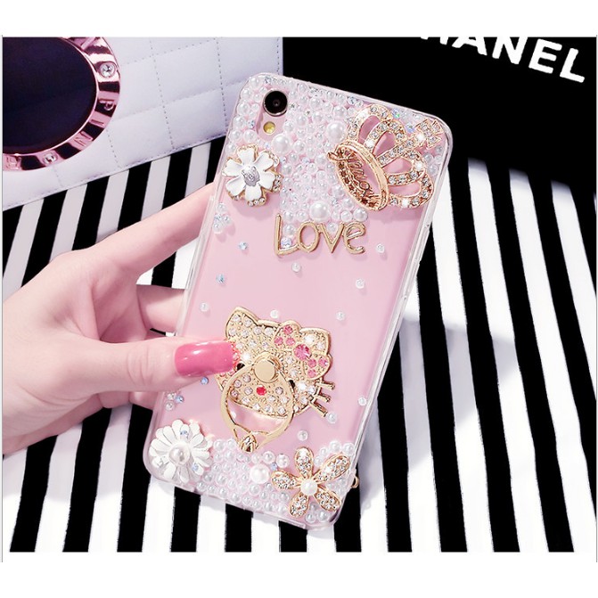 Ốp lưng handmade đính đá kèm giá đỡ MS 187