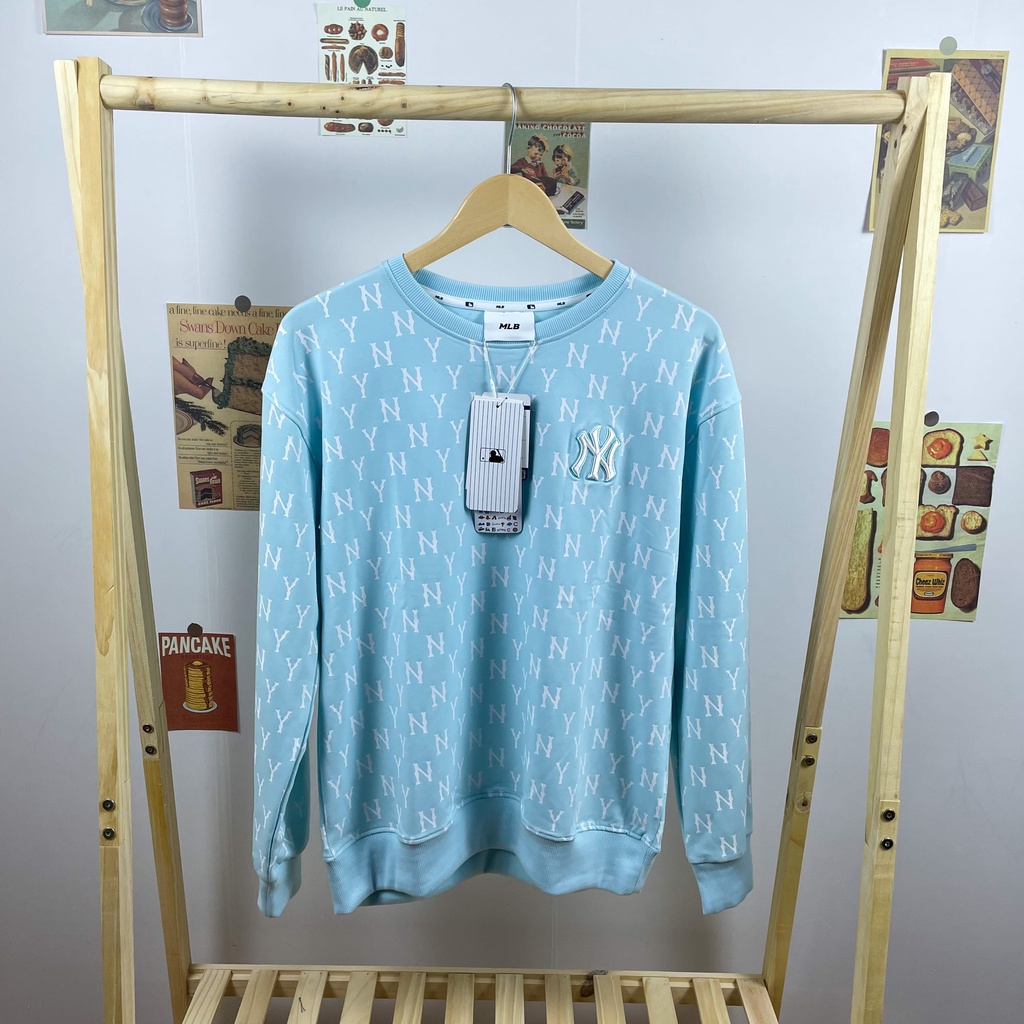 Áo Sweater nam nữ, Áo nỉ xuất dư M.L.B, Áo thun dài tay NY Monogram SW02 - Pom Store