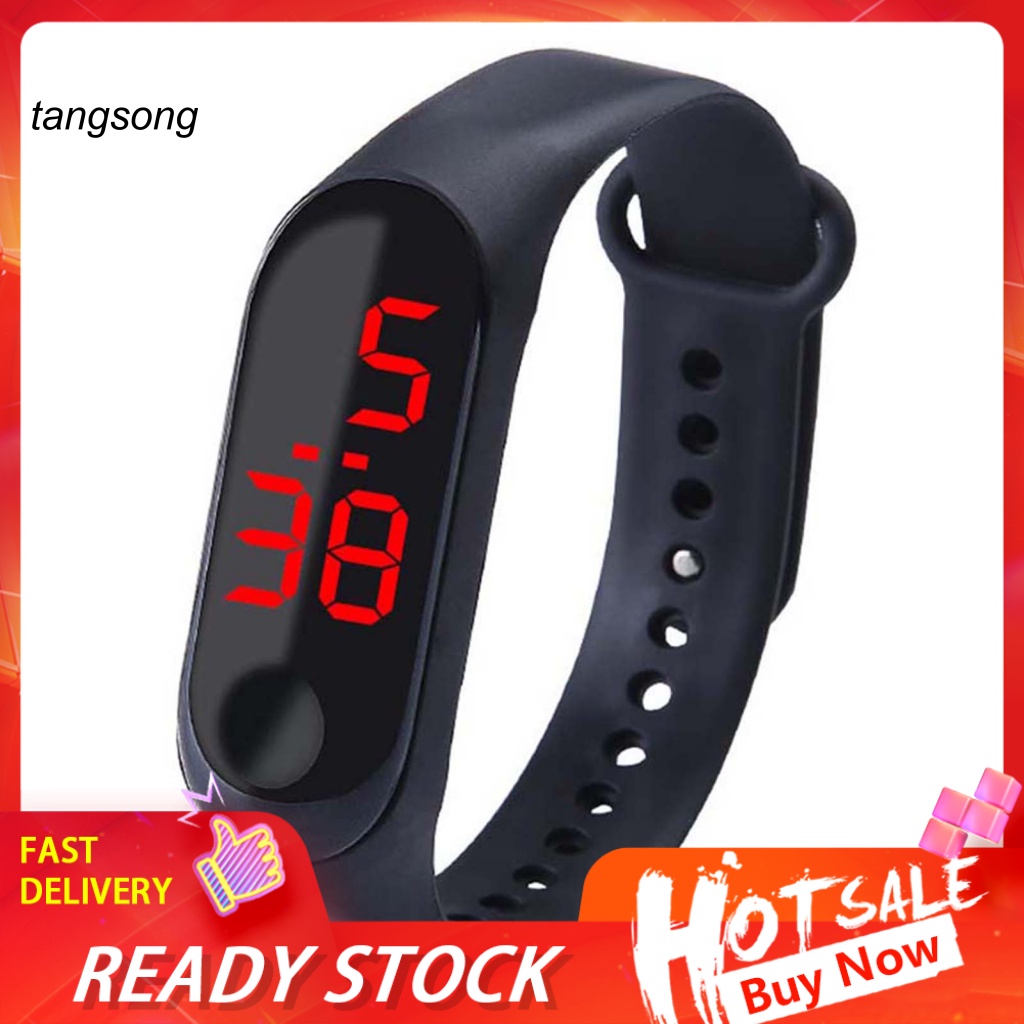 Vòng Tay Đồng Hồ Điện Tử Có Nút Bấm Và Đèn LED Thời Trang