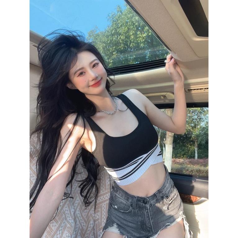 Áo Bra Nữ Cotton Viền Kẻ Dây Đan Chéo Ami store 22 Siêu Tây Mẫu Mới A088