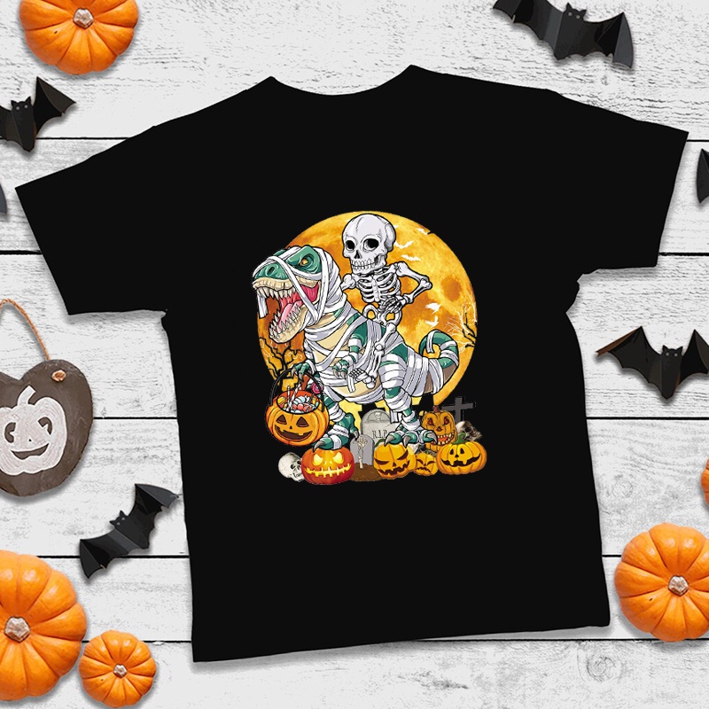 Áo Thun Tay Ngắn Họa Tiết halloween Khủng Long Ngộ Nghĩnh Cho Bé