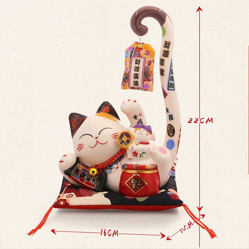 Ji Maotang Lucky Cat đồ trang trí khai trương gốm sứ Longtail shop tính tiền nha phòng khách tiết kiệm heo đất
