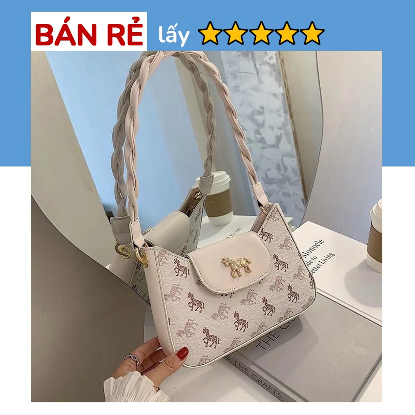 [Mã FAMAYWA2 giảm 10K đơn 50K] Túi Kẹp Nách Họa Tiết Hình Con Ngựa 🍊 Túi Xách Nữ Chất Da PU Xịn Xò 🍊