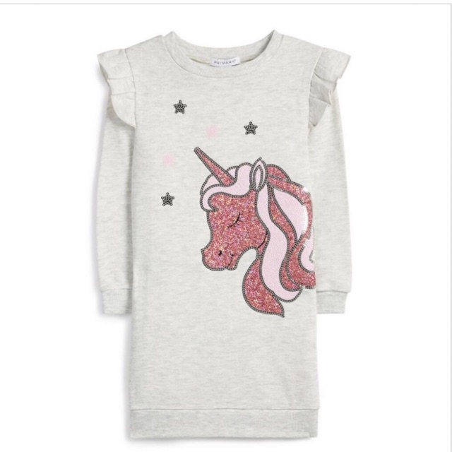 Váy nỉ Pri.mark đính kim sa hình Unicorn