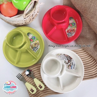 KHAY ĂN DẶM 3 NGĂN CÓ CHỖ ĐỂ CỐC