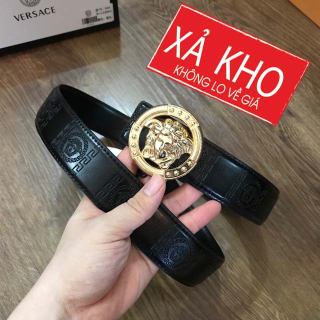 Dây Thắt Lưng Nam, Dây Nịt Nam Dập Nổi Màu Đen, Mặt VS Ngẫu Nhiên - Đã Đục Sẵn Lỗ VS004