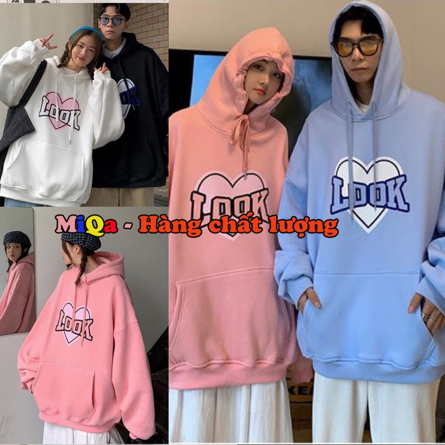 Áo Nỉ Bông Thời Trang UNISEX Hoạ Tiết Look Trái Tim Cute / HOODIE FREESIZE 💜 MiQa