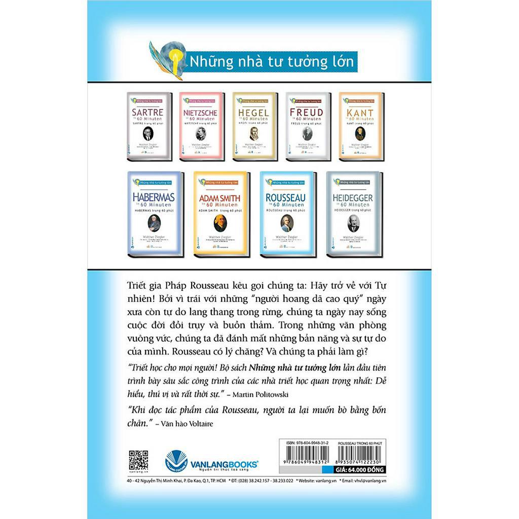 Sách Những Nhà Tư Tưởng Lớn - ROUSSEAU Trong 60 Phút - VLG