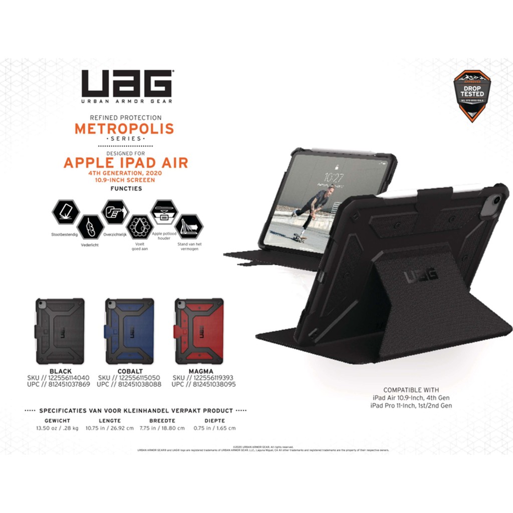 Ốp UAG Metropolis cho iPad Air 10.9" (2020 / non-auto sleep) & iPad Pro 11" (2020)