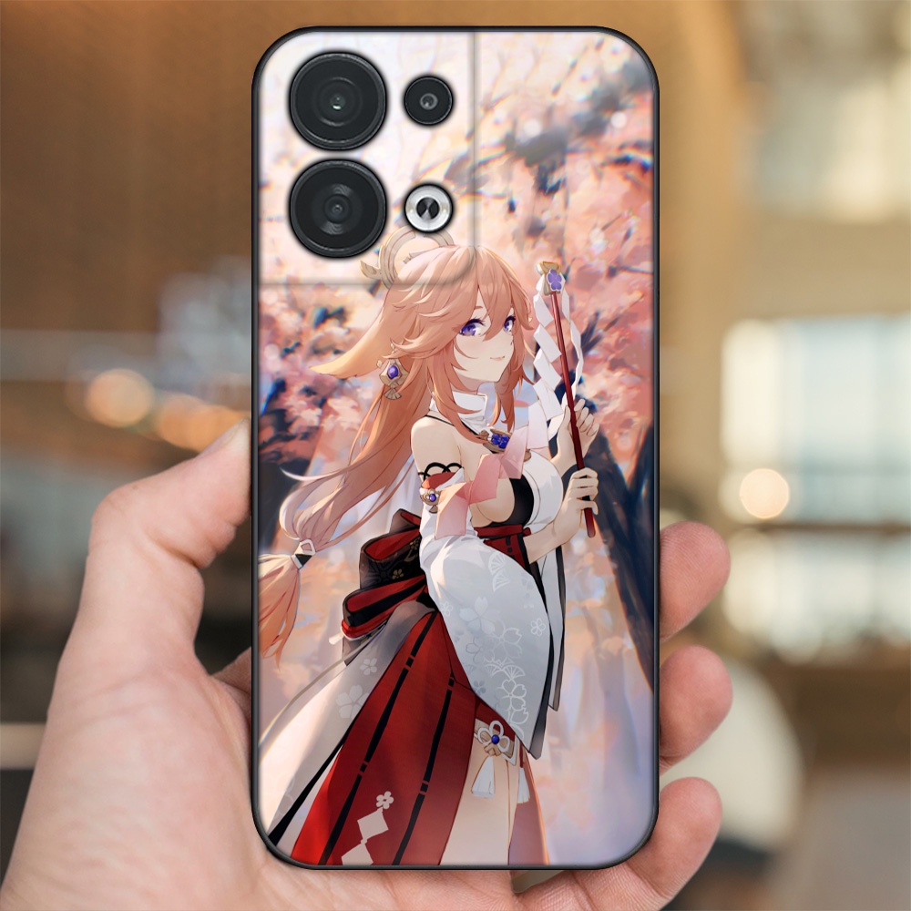 Ốp lưng Oppo Reno 8 5G viền đen in hình Yae Miko Genshin Impact