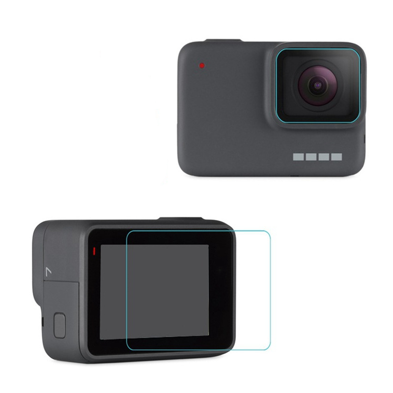 Bộ Kính Cường Lực 9h + Miếng Dán Bảo Vệ Camera Hero5 / 6 / 7 Cho Gopro Hero7