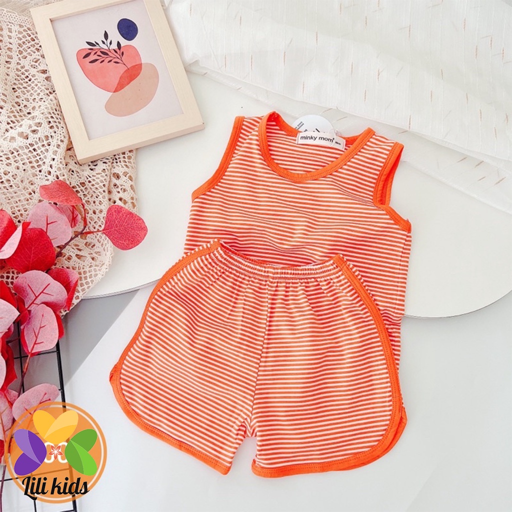 Bộ ba lỗ bé trai bé gái LILI.KIDS vải thun lạnh kẻ nhiều màu bộ quần áo cho bé 3 lỗ mặc hè thoáng mát BBL05