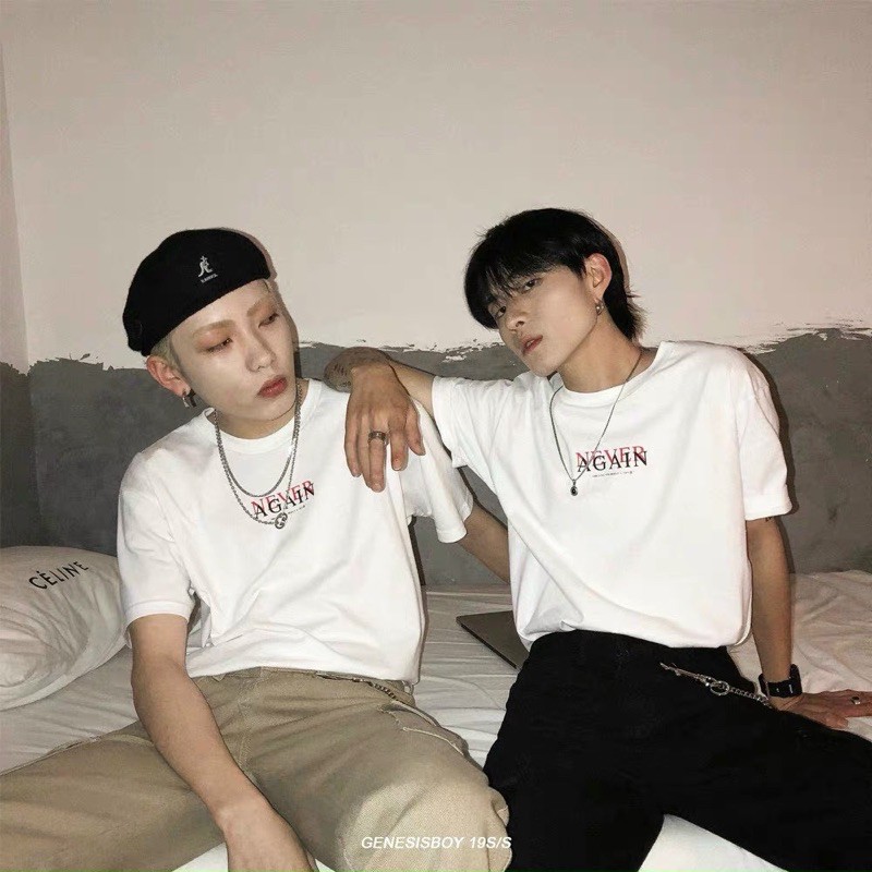 ÁO THUN TAY LỠ NEVER AGAIN COTTON 100% (hình chụp thật)