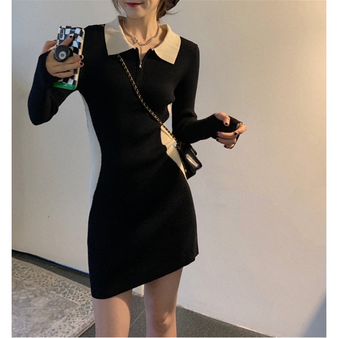 Váy đầm POLO body dài tay,Đầm Váy  Body  Nữ Ngắn HOT TREND Yohamy_officialstore