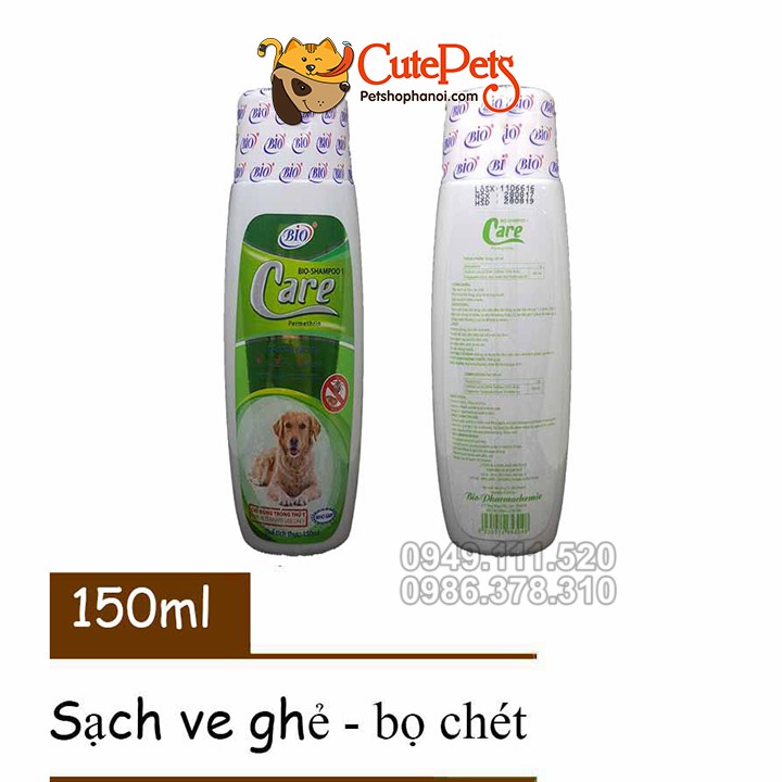 Sữa tắm ve rận cho chó mèo Bio Care 150ml Dầu tắm bọ trét thú cưng - CutePets