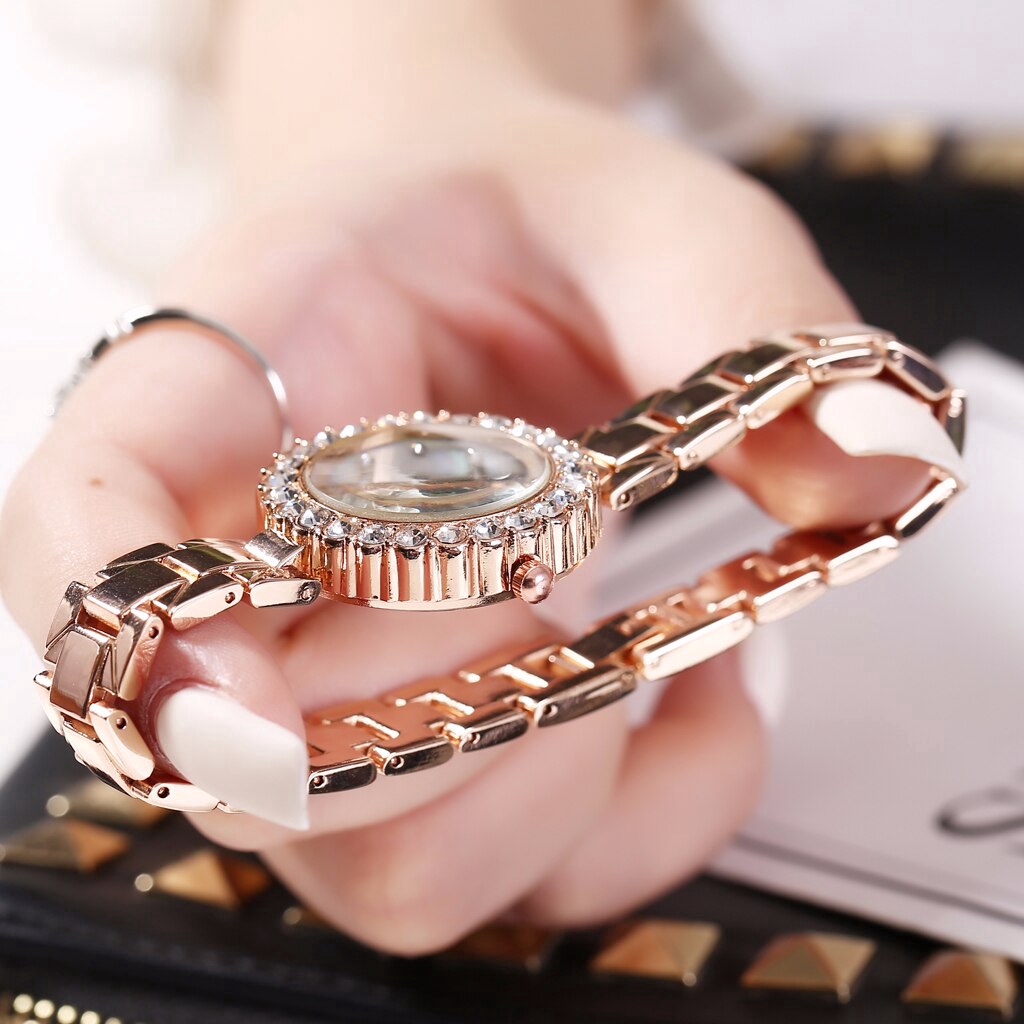 Đồng hồ đeo tay bằng thép không gỉ đính đá thời trang cho nữ | BigBuy360 - bigbuy360.vn