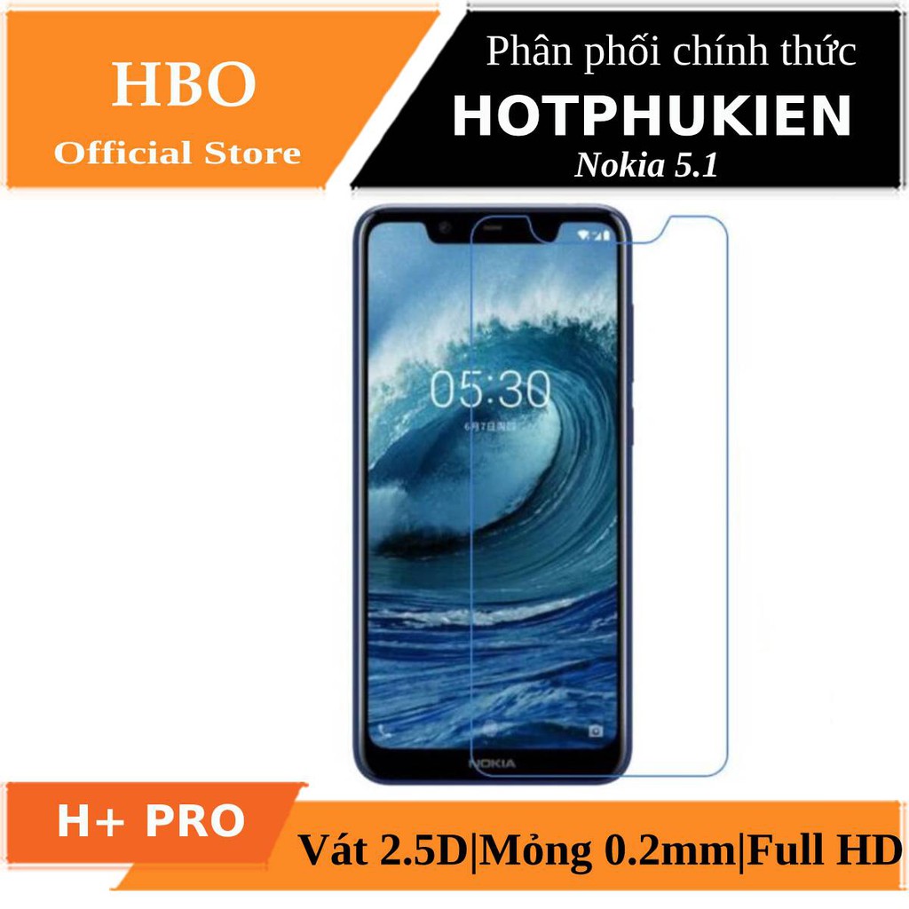 Miếng dán kính cường lực Nokia 5.1 Plus / Nokia X5 hiệu HBO (độ cứng 9H) - hàng chính hãng