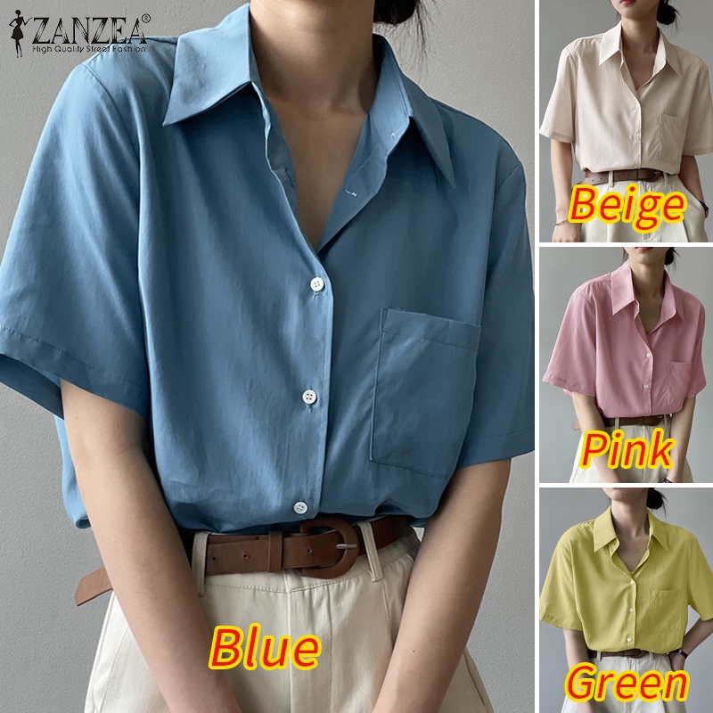 Zanzea Áo Sơ Mi Tay Lửng Thời Trang Dành Cho Nữ