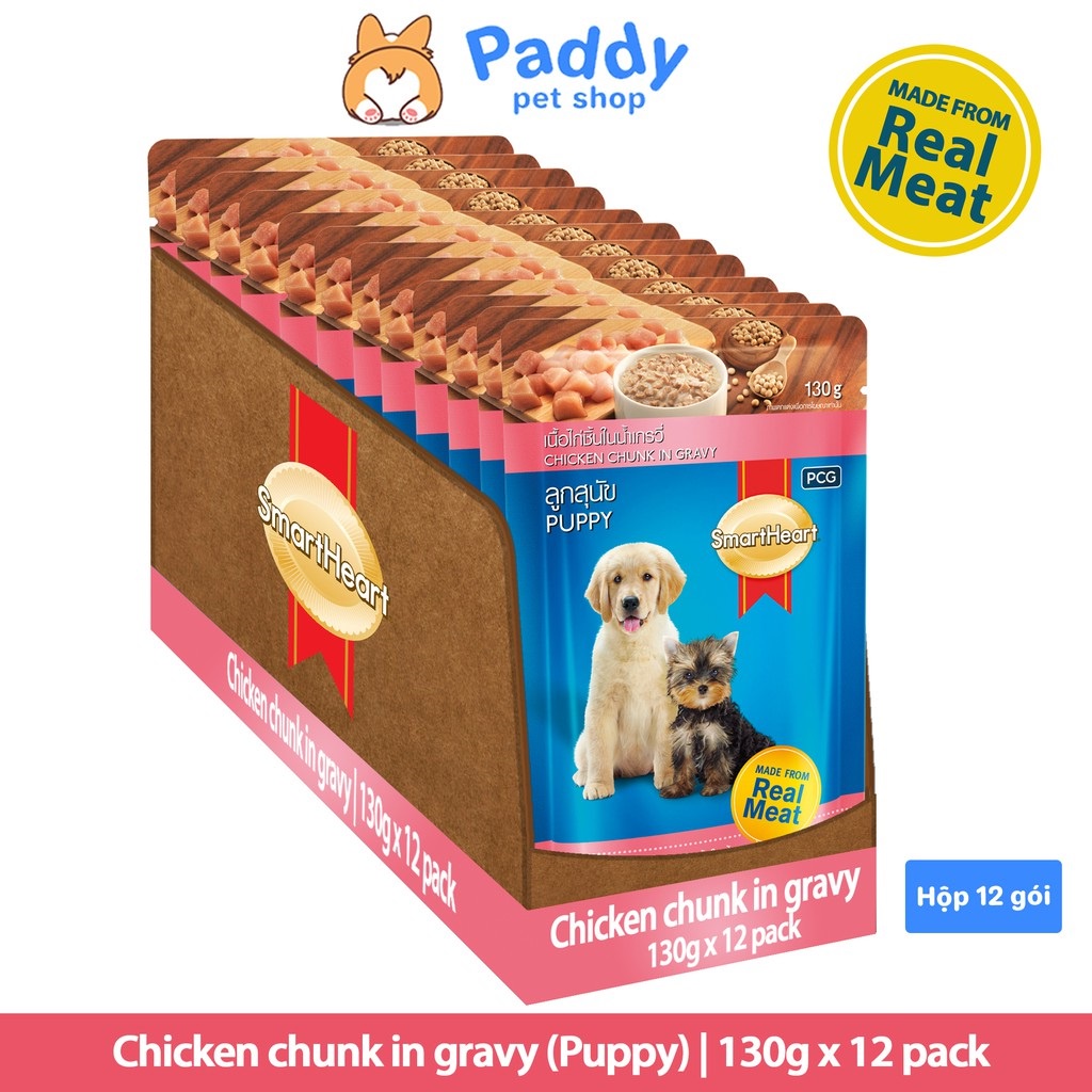 [Hộp 12 gói] Pate SmartHeart Cho Chó Mọi Lứa Tuổi 130g
