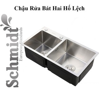 Chậu Rửa Bát 2 Hố Lệch Schmidt Inox 201/304 Bồn Có Độ Bền Cao Chịu Va Đập Tốt Kiểu Dáng Sang Trọng Hiện Đại