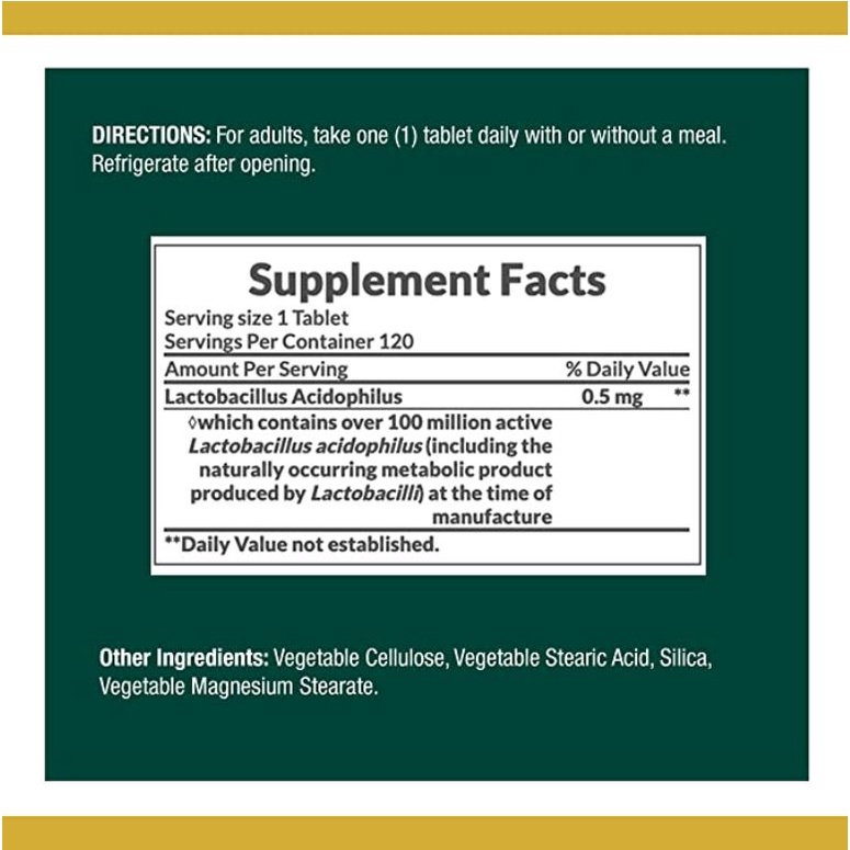 Bổ sung Lợi khuẩn tiêu hóa Acidophilus Probiotic Nature’s Bounty 120 viên