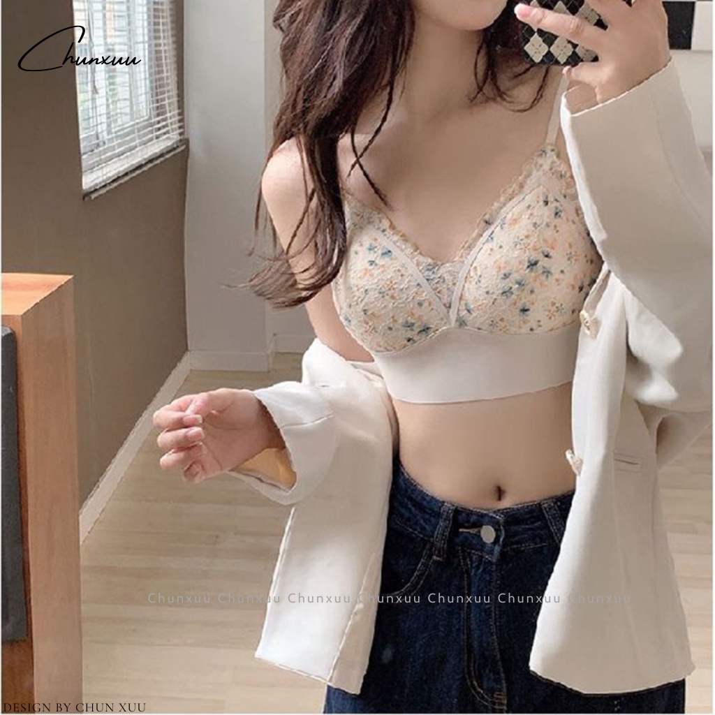 Áo bra nữ ren hoa nhí gợi cảm ChunXuu, đệm dày vừa phối viền su mềm mịn thoáng mát - BR17