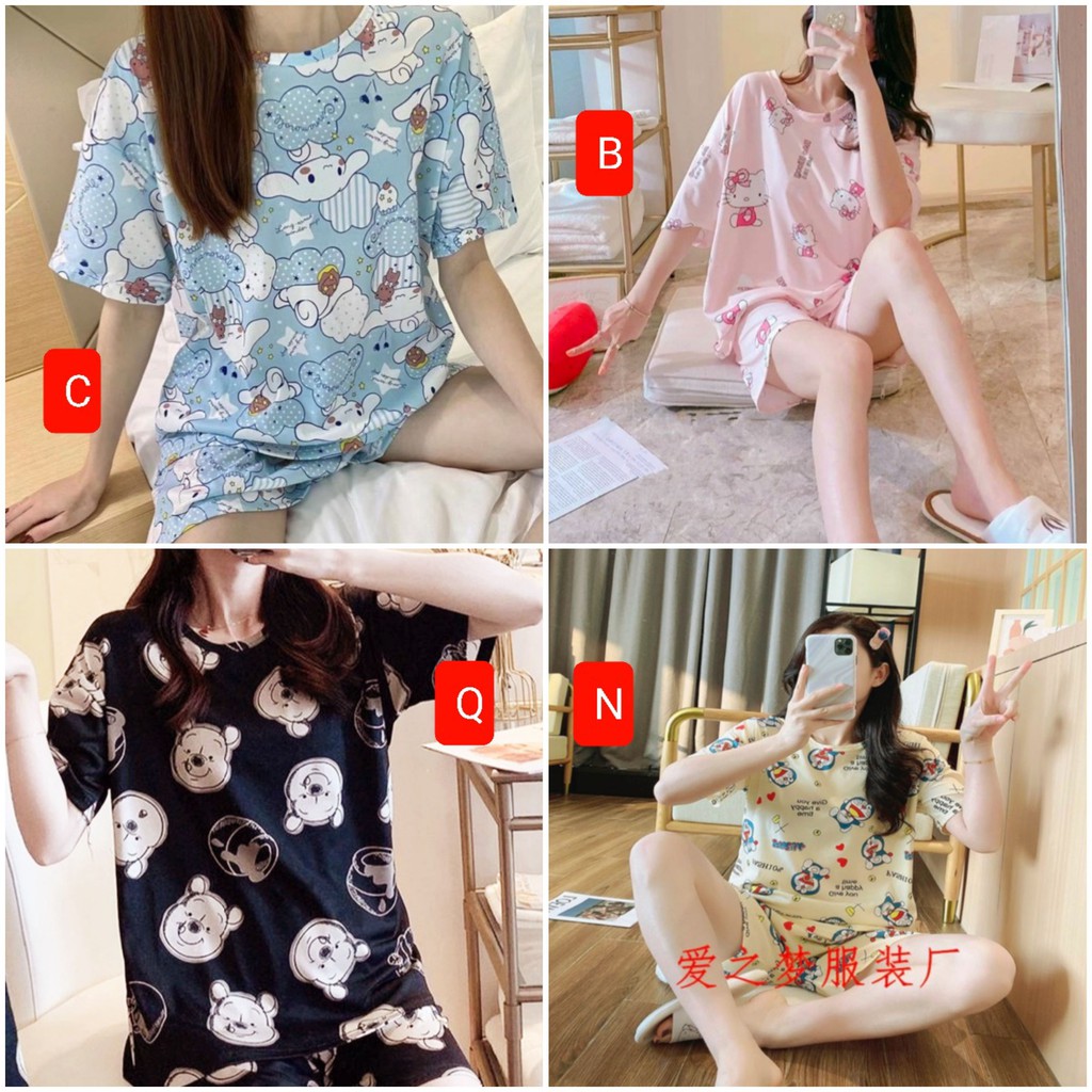 BỘ QUẦN ÁO NGỦ THUN CỘC TAY DÀNH CHO NỮ | BigBuy360 - bigbuy360.vn