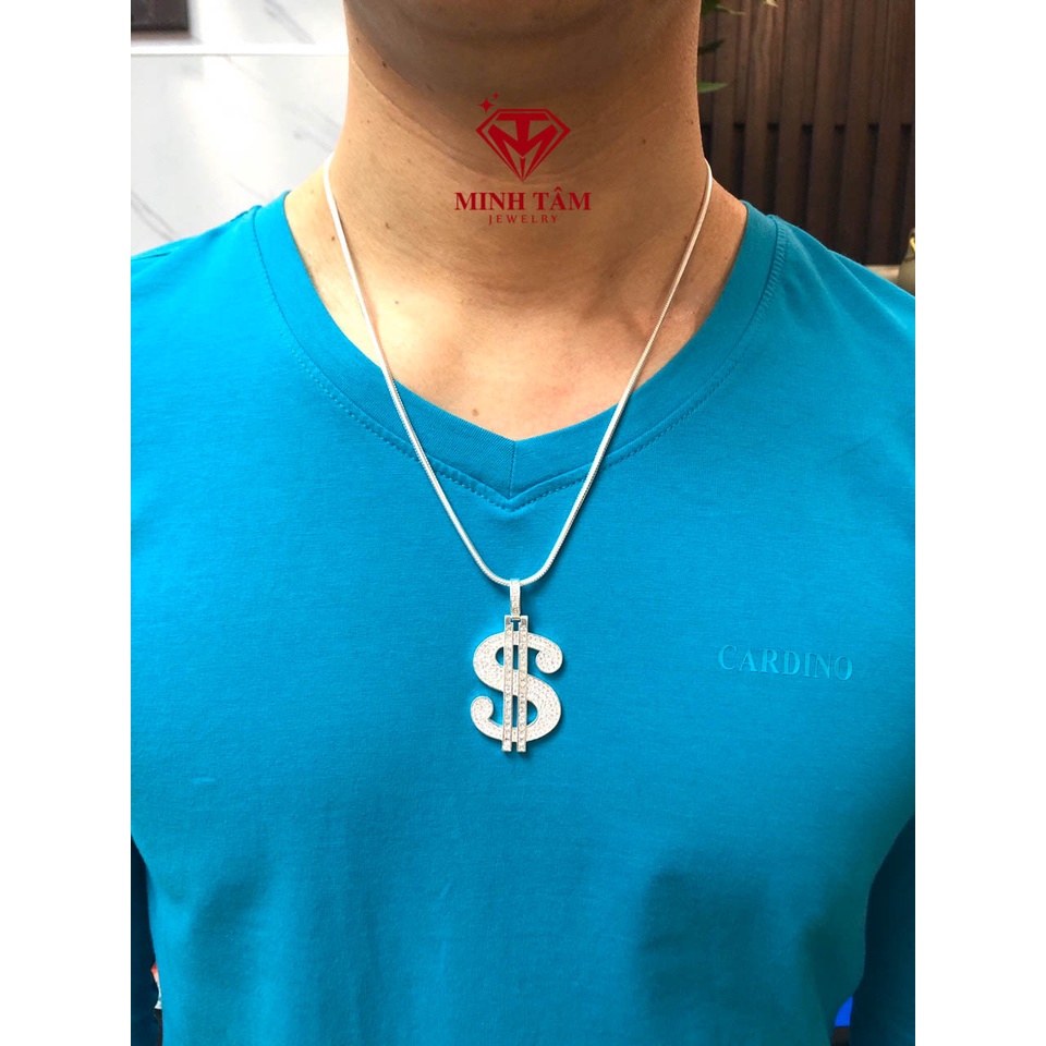 Mặt dây chuyền bạc nam hình Đô La,Bộ dây chuyền mặt Đô La chất liệu bạc ta-Minh Tâm Jewelry