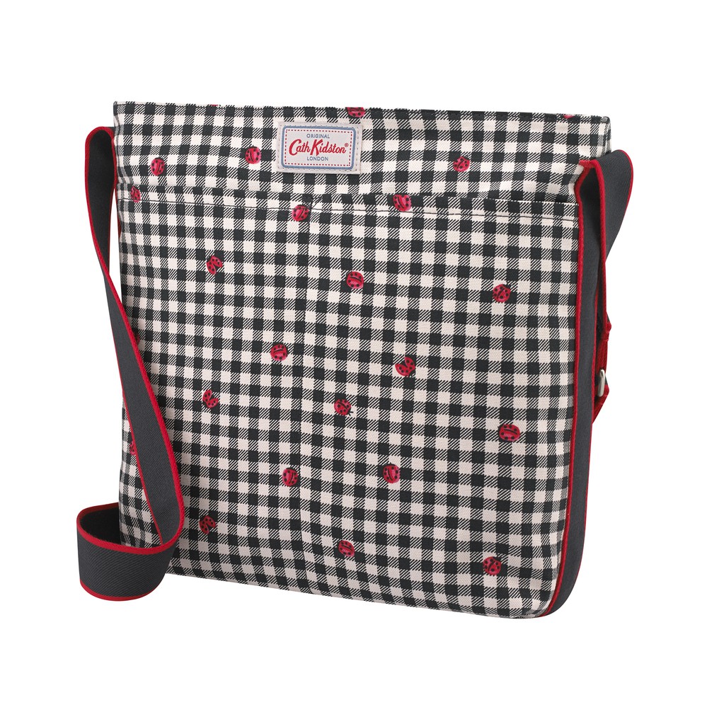 Cath Kidston - Túi đeo chéo Zipped Messenger Bag Ladybug Gingham - 984164 - Stone Charcoal