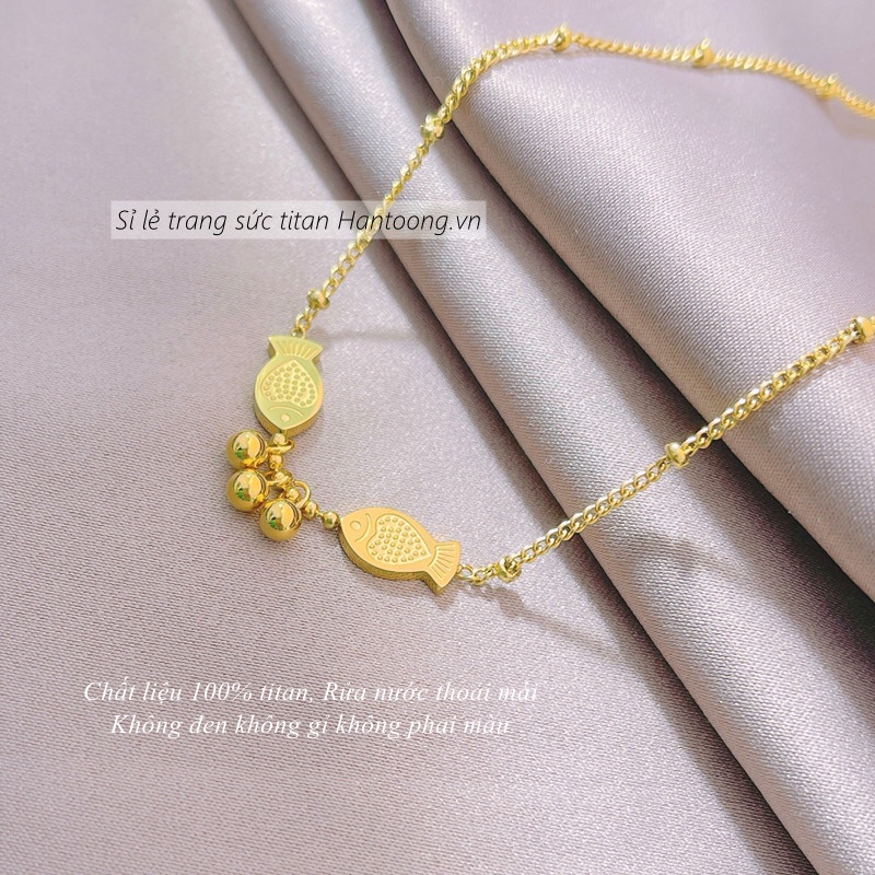 Lắc chân nữ bằng titan không gỉ phối mặt hình cá dễ thương thời trang mới 2023
