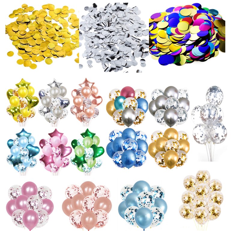 Kim tuyến bỏ bong bóng trong suốt, Set Mix bong bóng trong suốt kèm kim tuyến bong bóng siêu nhũ trang trí sinh nhật