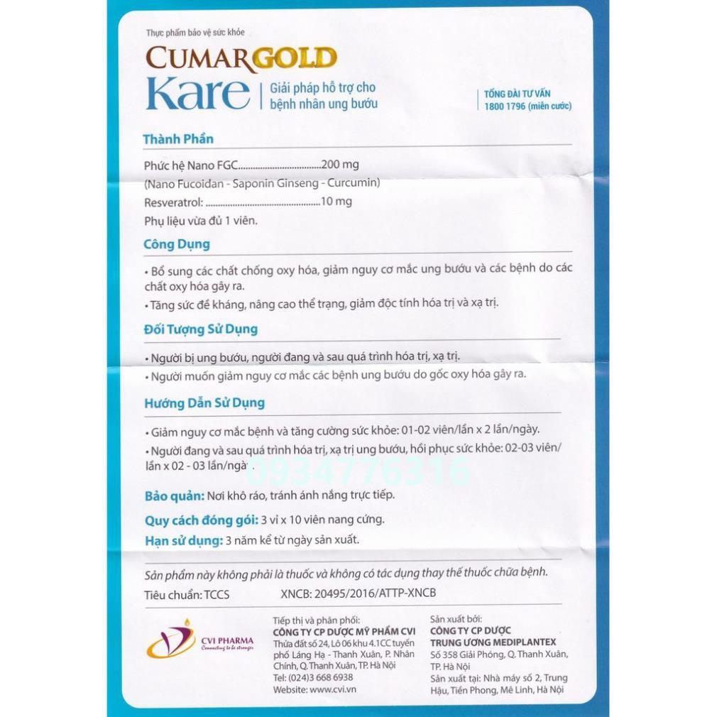 ✅ Cumargold Kare giải pháp hỗ trợ cho bệnh nhân ung bướu