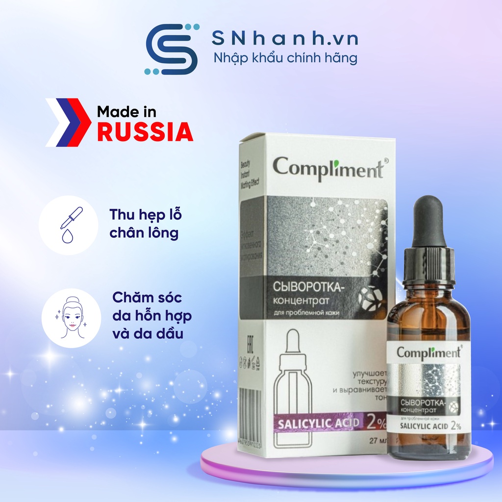 Serum Compliment Salicylic Acid BHA 2% kiềm dầu, giảm mụn, se lỗ chân lông 27ml