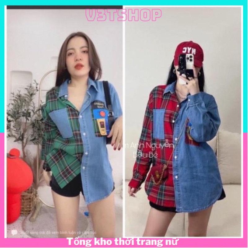 👚👚ÁO SƠ MI BÒ ĐUÔI TÔM PHA KẺ