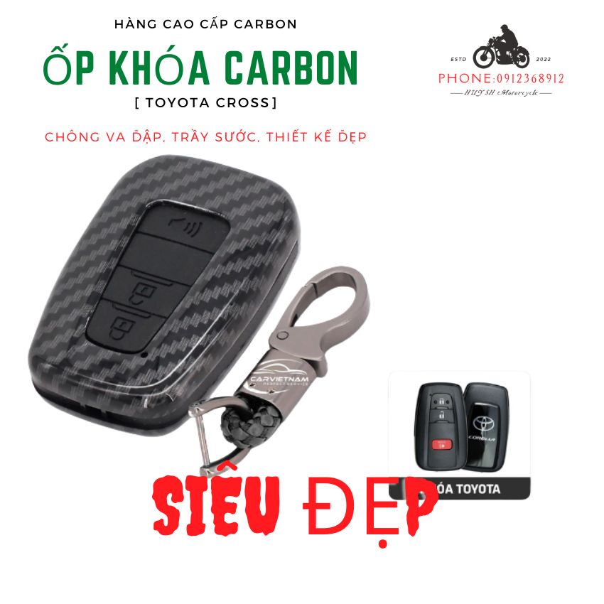 Ốp Chìa Khóa Ô Tô Toyota Corolla Cross Vân Carbon Cao Cấp - Bọc Khoá Xe Hơi Giúp Chống Va Đập MÃ [TOY-13]