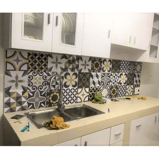 Sẵn sét 70 miếng Decal gạch bông Nâu vàng siêu hot kt 15x15cm