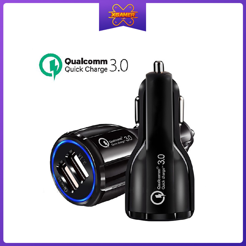 [Ready Stock] XGamer Qualcomm Car USB Charger Quick Charge 3.0 Mobile Phone Charger 2 Port USB Super Fast Car Charger